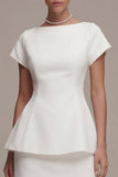 Bodycon Bateau Neck Cap Sleeves Little White Dress