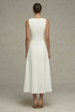White Round Neck Sleeveless A Line Engagement Dress