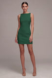 Bateau Neck Satin Bodycon Little White Dress