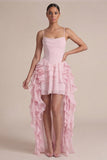 Pink Corset A Line Tiered Ruffle Mini Dress