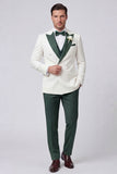 Black 3 Piece Double Breasted Peak Lapel Men's Prom Suits