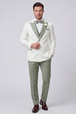 Black 3 Piece Double Breasted Peak Lapel Men's Prom Suits