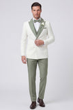 Black Double Breasted 3 Piece Peak Lapel Men's Prom Suits