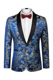 Black 2 Piece Shawl Lapel One Button Jacquard Men's Prom Suits