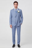Light Blue Shawl Lapel Single Breasted 2 Piece Men's Wedding Suits
