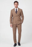 2 Piece Brown One Button Notched Lapel Men's Suits