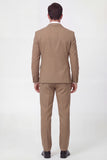 2 Piece Brown One Button Notched Lapel Men's Suits