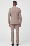 Beige Double Breasted 2 Piece Men's Work Suits