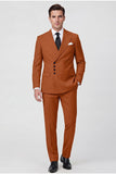 Khaki 2 Piece Single Breasted Peak Lapel Men's Suits