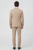 Khaki 2 Piece Single Breasted Peak Lapel Men's Suits