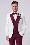 3 Piece Black Slim Fit Peak Lapel Men's Prom Suits