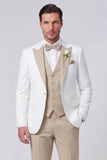 3 Piece Black Slim Fit Peak Lapel Men's Prom Suits