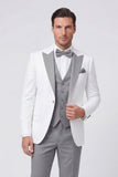 3 Piece Black Slim Fit Peak Lapel Men's Prom Suits
