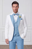 3 Piece Black Slim Fit Peak Lapel Men's Prom Suits