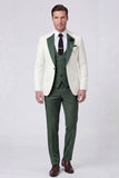 Dark Green 3 Piece One Button Notch Lapel Men's Prom Suits