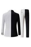 Black and White Notched Lapel Single Breasted Men's Prom Suits