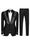 Black One Button Shawl Lapel 2 Piece Men's Wedding Suits