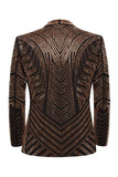 Sparkly Gold 2 Piece Open Front Beaded Men's Prom Suits
