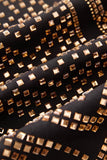 Sparkly Gold 2 Piece Open Front Beaded Men's Prom Suits