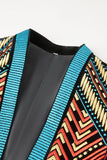 Green Open Front Geometric Embroidered Men's Blazer