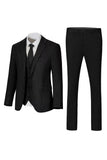 Dark Grey Notched Lapel Single Breasted 3 Piece Men's Suits