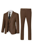 Dark Grey Notched Lapel Single Breasted 3 Piece Men's Suits