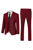 Dark Grey Notched Lapel Single Breasted 3 Piece Men's Suits