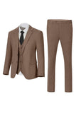 Dark Grey Notched Lapel Single Breasted 3 Piece Men's Suits