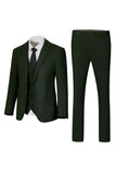 Dark Grey Notched Lapel Single Breasted 3 Piece Men's Suits