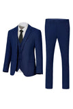 Dark Grey Notched Lapel Single Breasted 3 Piece Men's Suits