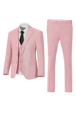 Dark Grey Notched Lapel Single Breasted 3 Piece Men's Suits