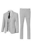 Dark Grey Notched Lapel Single Breasted 3 Piece Men's Suits