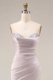 Light Purple Mermaid Sweetheart Ruched Long Prom Dress with Slit
