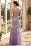 Strapless Dusty Lilac Jacquard Mermaid Maxi Floral Dress