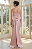 Blush Mermaid Strapless Corset Sequin Maxi Dress with Bow