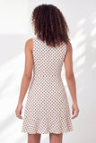 White Black Dot A-Line V-Neck Mini Graduation Dress with Ruffles