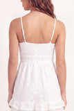 White Lace A-Line Spaghetti Straps Mini Graduation Dress