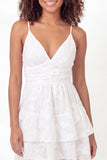White A-Line Spaghetti Straps Floral Mini Graduation Dress