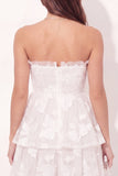 Off the Shoulder White A-Line Floral Ruched Mini Graduation Dress