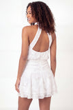 Halter Neck A-Line White Floral Mini Graduation Dress