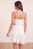 White Tiered A-Line Cut Out Floral Mini Graduation Dress