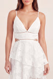 White Tiered A-Line Cut Out Floral Mini Graduation Dress