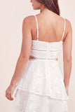White Tiered A-Line Cut Out Floral Mini Graduation Dress