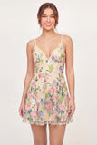 Yellow A-Line Embroidered Mini Graduation Dress