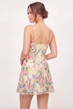 Yellow A-Line Embroidered Mini Graduation Dress