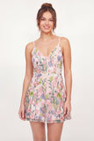 Floral Pink A-Line Embroidered Mini Graduation Dress