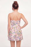 Floral Pink A-Line Embroidered Mini Graduation Dress