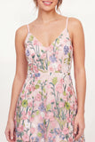 Floral Pink A-Line Embroidered Mini Graduation Dress