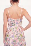 Floral Pink A-Line Embroidered Mini Graduation Dress