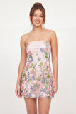 Strapless Floral Bodycon Embroidered Pink Graduation Dress